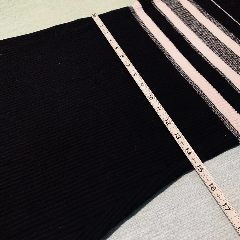 Vintage 90s Ribbed Knit Dress by Resource | Black & White Stripes | Size S - Picture 4 of 8